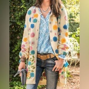 Sundance scattered flowers embroidered floral cardigan